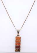 Vintage Italian Sterling Silver Amber Bar Pendant on Chain