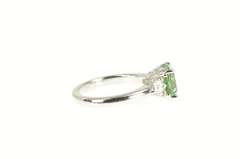 Sterling Silver Three Stone Syn. Prasiolite CZ Statement Ring