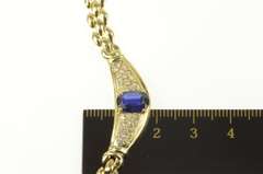 14K Yellow Gold 1.30 Ctw Sapphire Diamond Pendant Chain Necklace
