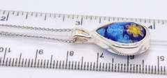 Vintage Sterling silver Blue Glass Pendant on Chain