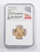 MS70 2021 $10 American 1/4 Oz .999 Gold Eagle T-1 Signed Everhart NGC