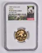 PF69 UCAM 1989-P China 25 Yuan 1/4 Oz. .999 Fine Gold Panda NGC