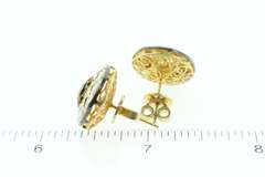 Exquisite Mine Cut Diamond Molded Halo Earrings with Gold Plated Silver