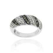 Sterling Silver .11ct TDW Champagne Diamond Swirl Ring