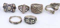Group Lot of 9 Vintage Sterling Silver Rings