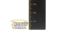 14K Yellow Gold Pear Tanzanite Diamond Tiered Band Ring