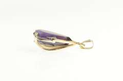 14K Yellow Gold Pear Amethyst 1950's Classic Statement Pendant