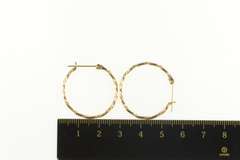 14K Yellow Gold Squared Twist Design 26.1mm Hoop Earrings