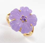 Fun Carved Lavander Jade Ring.