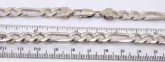 Heavy Italian Sterling Silver Figaro Chain Necklace