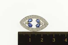 14K White Gold 1.31 Ctw Sapphire Diamond Evil Eye Nazar Pendant