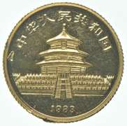 1983 China 10 Yuan 1/10 Oz. .999 Fine Gold Panda Temple Of Heaven