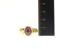 18K Yellow Gold 4.10 Ct Natural Ruby Cabochon Scalloped Ring