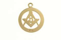 14K Yellow Gold Compass Square Enamel G Masonic Symbol Charm/Pendant
