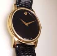 Movado Museum classic Black Yellow Gold Plated Stainless Steel  MO.01.1.34.6002 Men's Wristwatch 38 mm