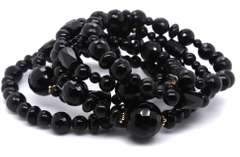 Nice Black Stone and 18kt Yellow Gold Bead Bracelet