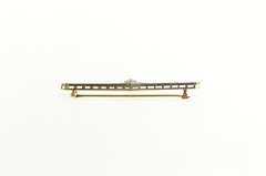 14K Yellow Gold Diamond Two Tone Art Deco Ornate Bar Pin/Brooch