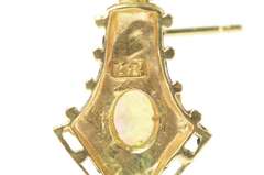 14K Yellow Gold Natural Opal Elaborate Dangle Statement Earrings