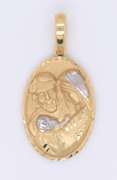 Nice Yellow Gold Religious Blessed Virgin Mary and Jesus Pendant
