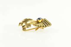 Gold Filled 1930's Syn. Sapphire Scroll Grooved Statement Pin/Brooch