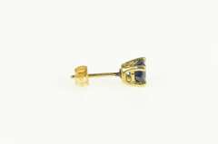 14K Yellow Gold Round Classic Sapphire Solitaire Stud Single Earring