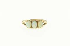 14K Yellow Gold Three Stone Oval Natural Opal Statement Ring