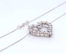 Charming White Gold Illusion Set Diamond Heart Pendant on Chain