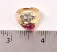 Stunning Ruby and Diamond Ring in 14K Yellow Gold