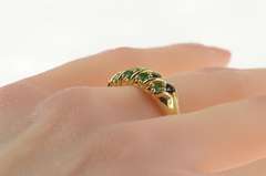 14K Yellow Gold Natural Emerald Ruby Sapphire Striped Band Ring