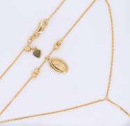 Italian 14KT Yelow Gold Beautiful Celestial Moon Lariat Style Rosary Necklace