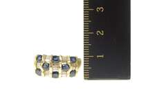 14K Yellow Gold Natural Sapphire Baguette Diamond Statement Ring