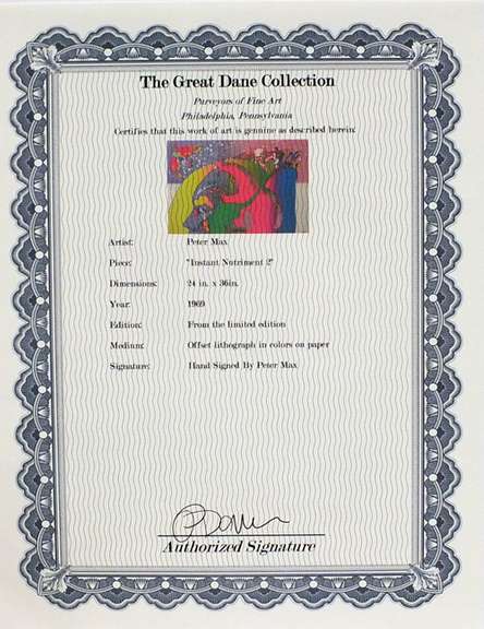 Peter Max hand signed offset lithograph, limited edition