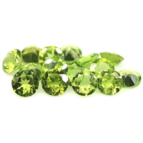 Fantastic 12.16ct 6mm round cut Peridot set