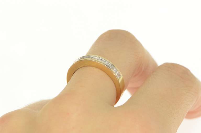 14K Yellow Gold 0.66 Ctw Princess Cut Diamond Wedding Band Ring