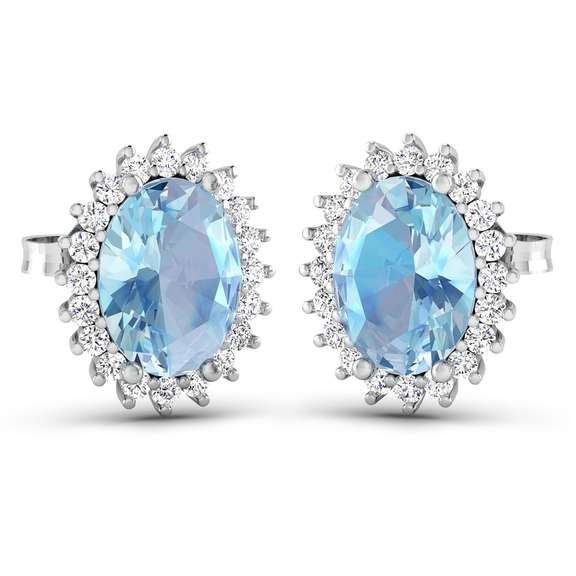 14 Kt White Gold Aquamarine Earrings