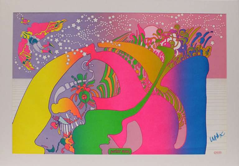 Peter Max hand signed offset lithograph, limited edition