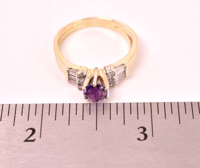 Ravishing Amethyst and Diamond Ring in 14K Yellow Gold