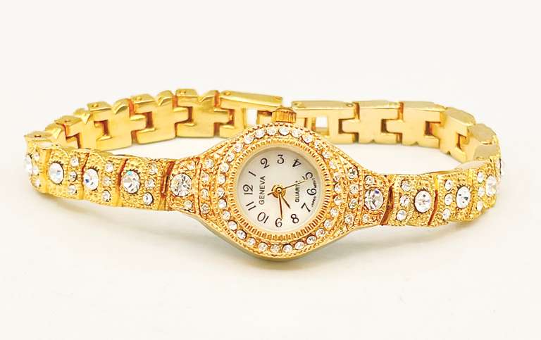 Ladies Geneva & Gemstone Watch, 18kt GP