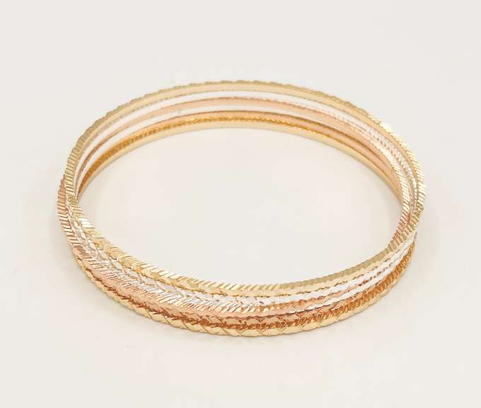 18kt Gold Plated Bangle Bracelet Semanario Set of 6 !