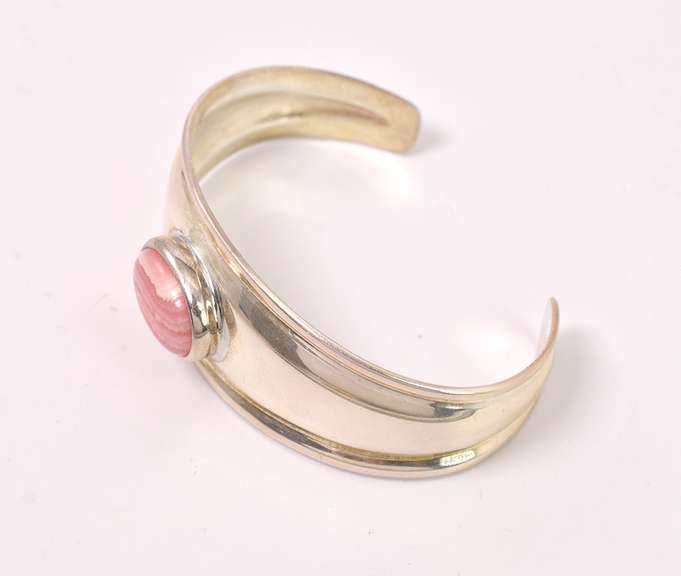 Red And White Gem Set In Sterling Bracelet