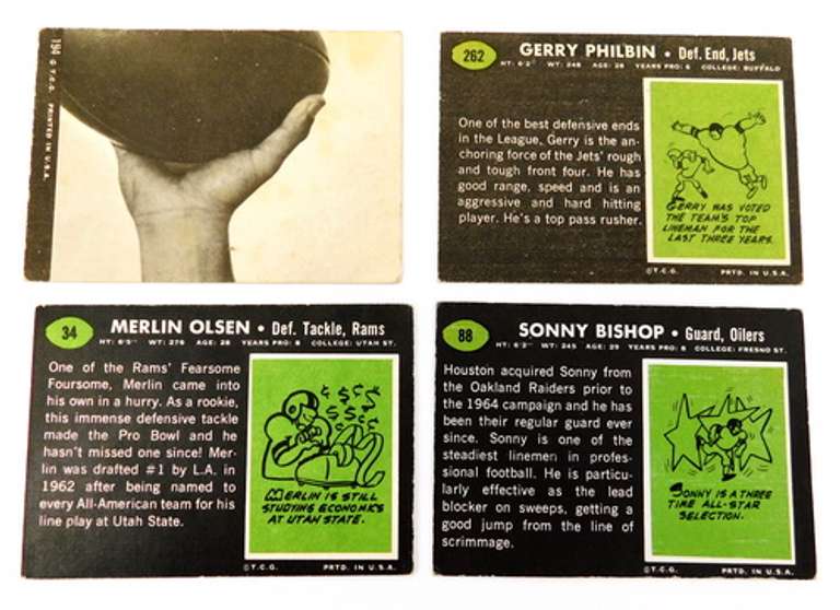 4 Topps 1969 Football Cards