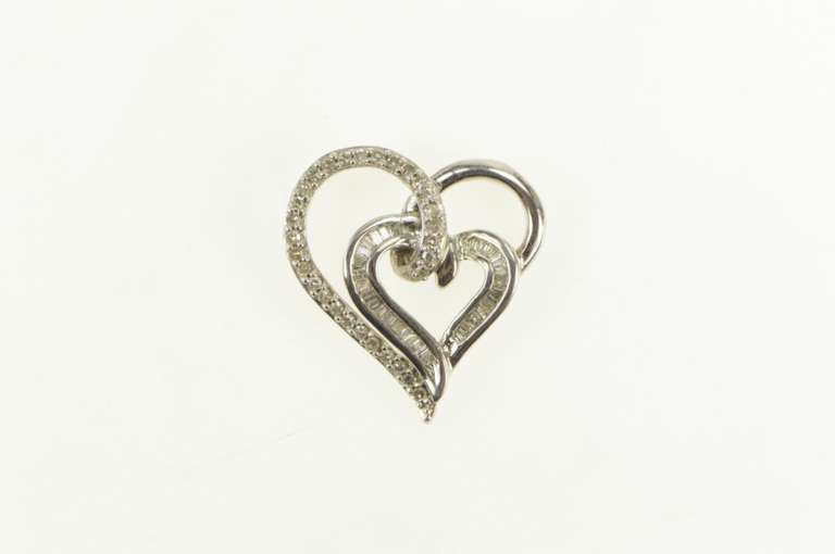 Sterling Silver Two Heart Curvy Diamond Love Symbol Pendant