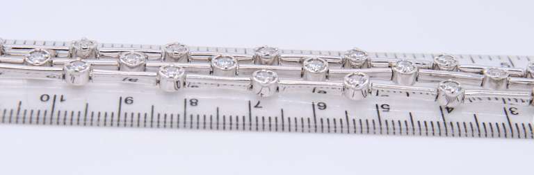 925 Sterling Silver 3 Row Cubic Zirconia Bracelet