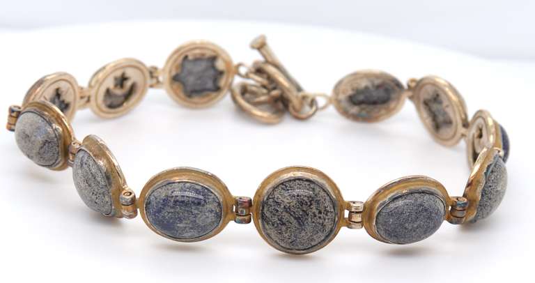 Vintage 925 Sterling Silver Gemstone Link Bracelet