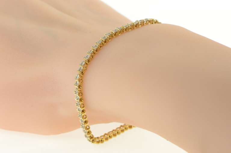 14K Yellow Gold 0.75 Ctw Diamond Classic Simple Tennis Bracelet