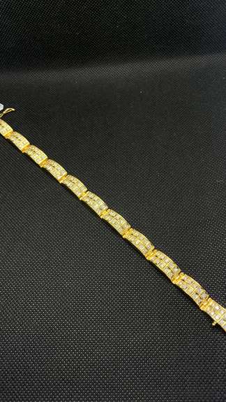 STUNNING 3.50 CARART T.W. MENS 14K YELLOW GOLD DIAMOND BRACELET