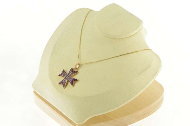 14K Rose Gold 1.41 Ctw Pink Sapphire Maltese Cross Pendant