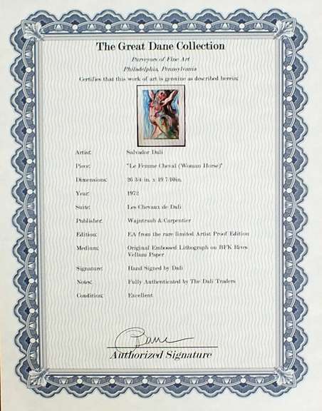 Original hand signed Dali embossed lithograph