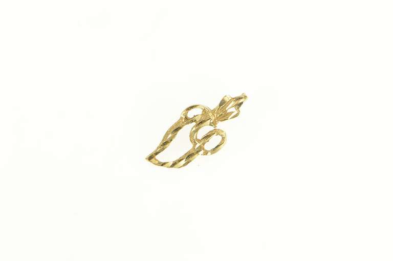 14K Yellow Gold Diamond Cut V Monogram Name Letter Initial Pendant