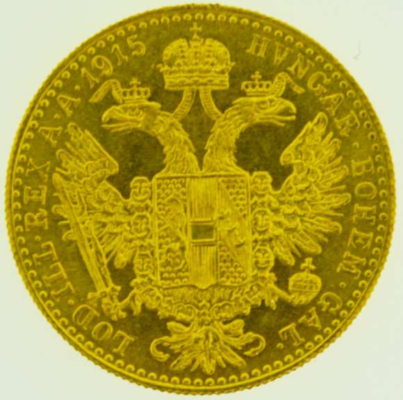 1915 1 Ducat Austria Franc I.O.S.I.D.G Avstriae Imperator Gold Coin
